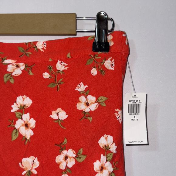 Old navy Crepe A-Line red floral Midi Skirt women’s size petite small - Picture 3 of 6